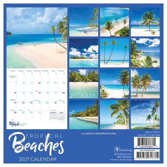 2027 Tropical Beaches Mini Calendar